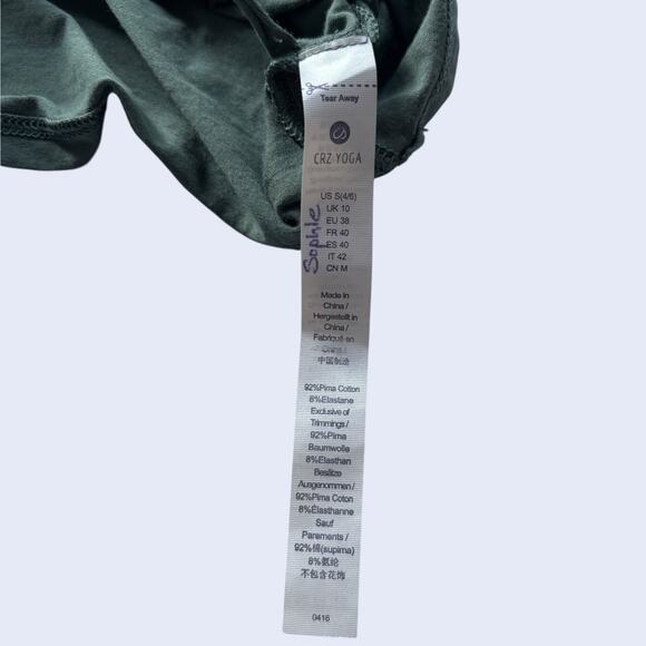 CRZ YOGA Pima Cotton Cropped Muscle Tank Green Graphic S - Picture 3 of 6